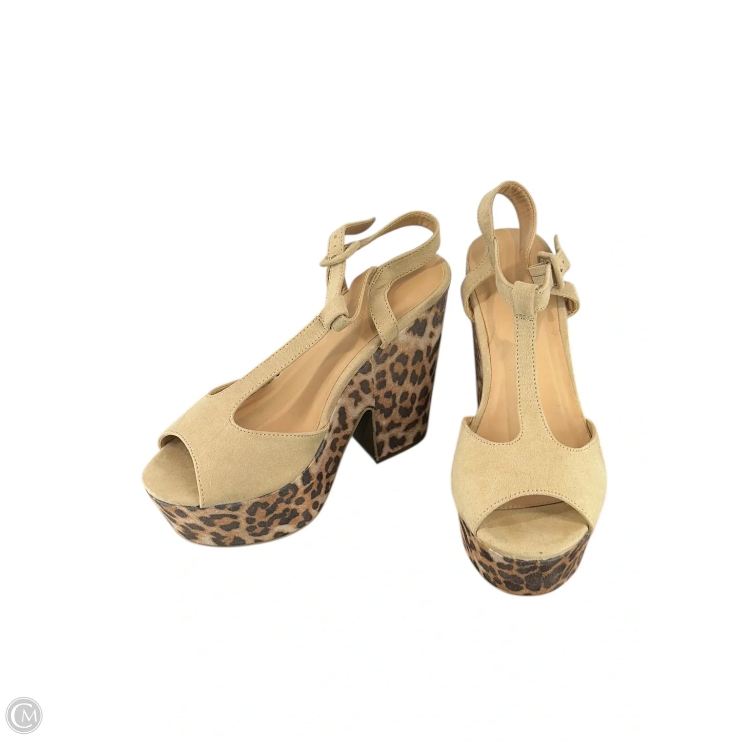 Sandals Heels Block By Wild Fable In Animal Print, Size: 8.5