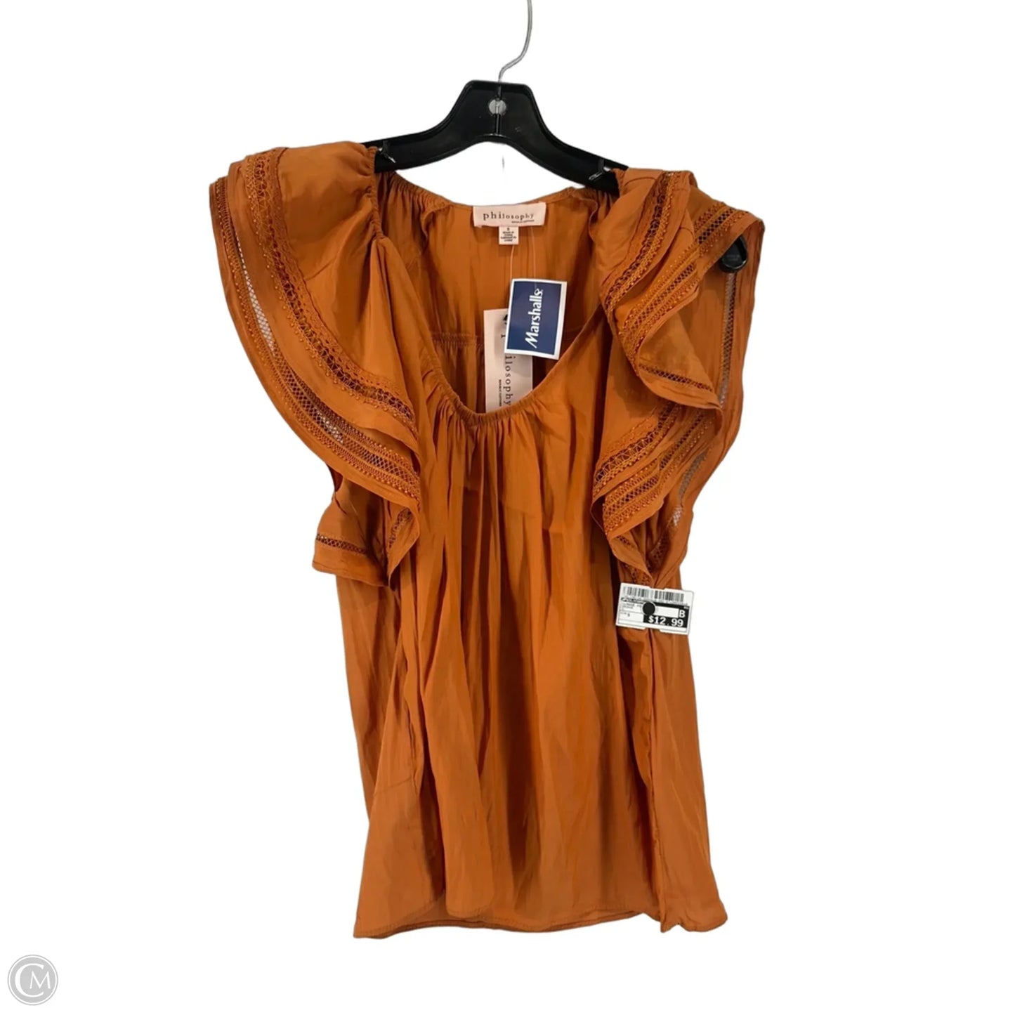 Blouse Short Sleeve By Philosophy In Orange, Size: S