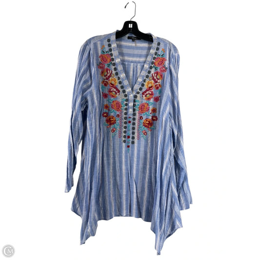 Tunic Long Sleeve By Andree By Unit In Blue, Size: 1x