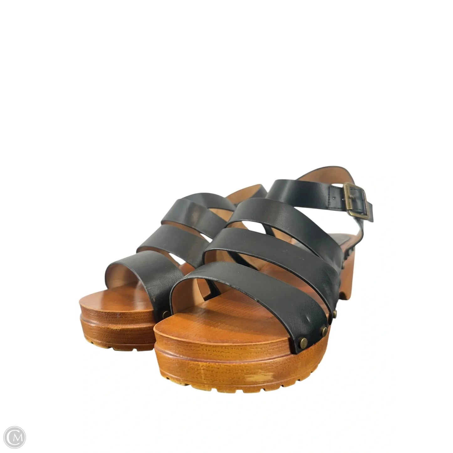 Sandals Heels Block By Qupid In Black & Brown, Size: 8
