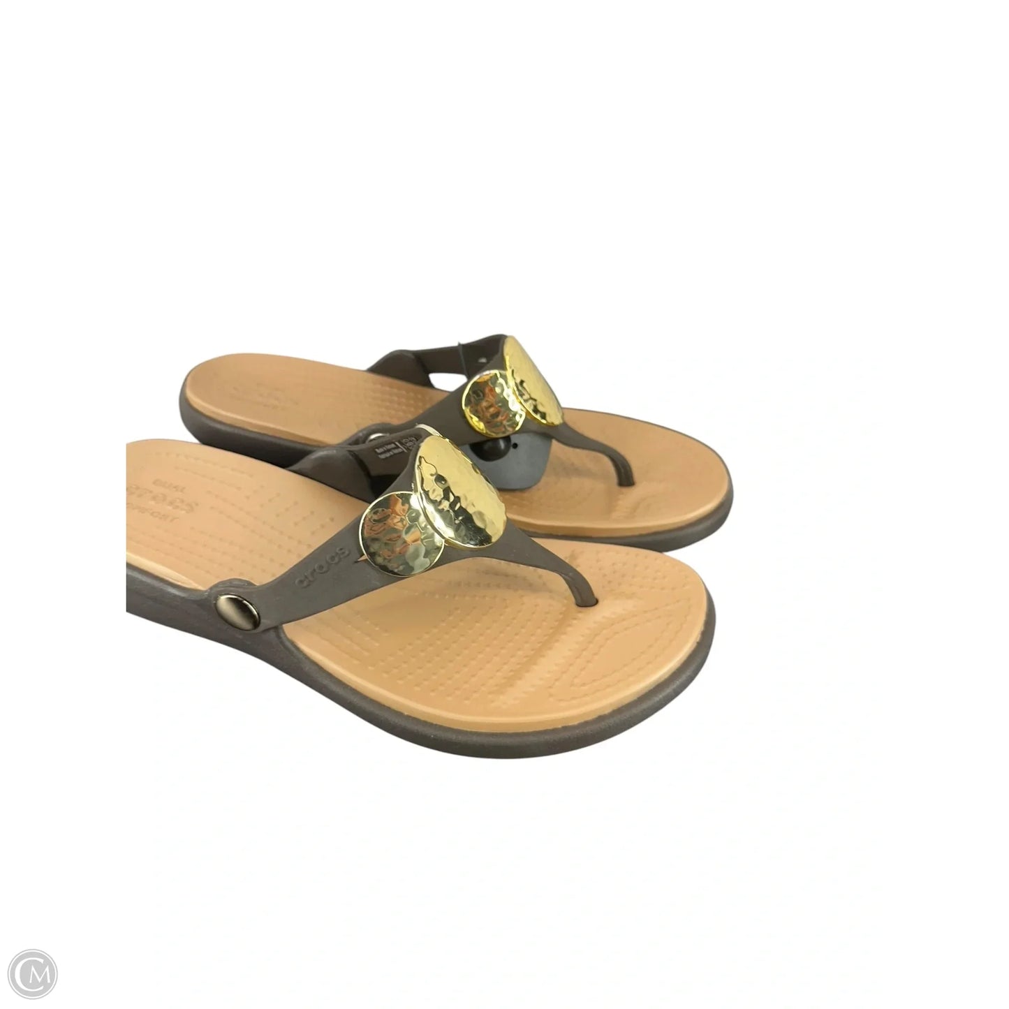 Sandals Flip Flops By Crocs In Brown, Size: 7