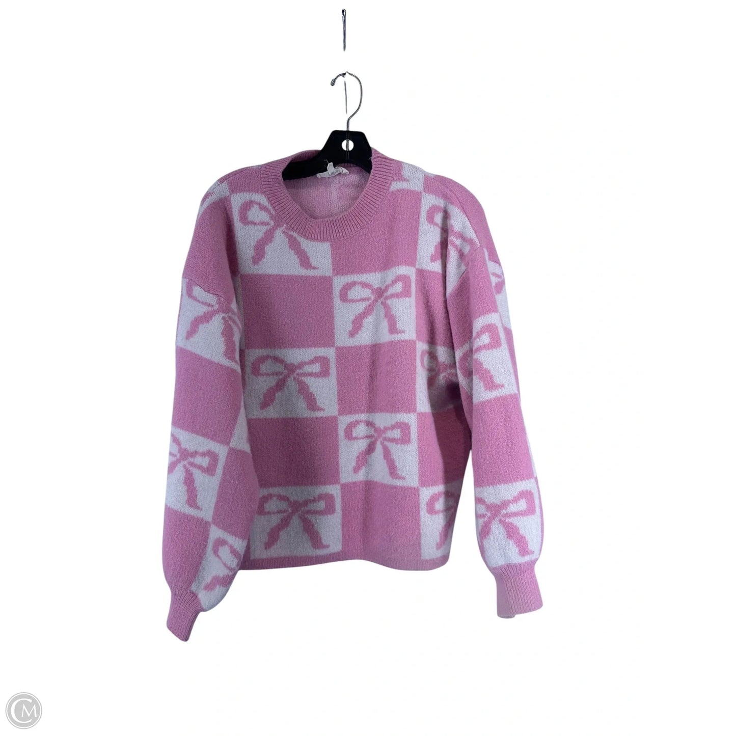 Sweater By Entro In Pink & White, Size: L