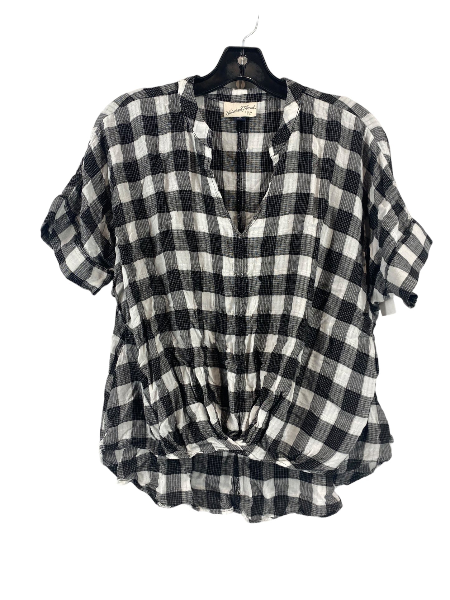 Plaid Pattern Top Short Sleeve Universal Thread, Size M