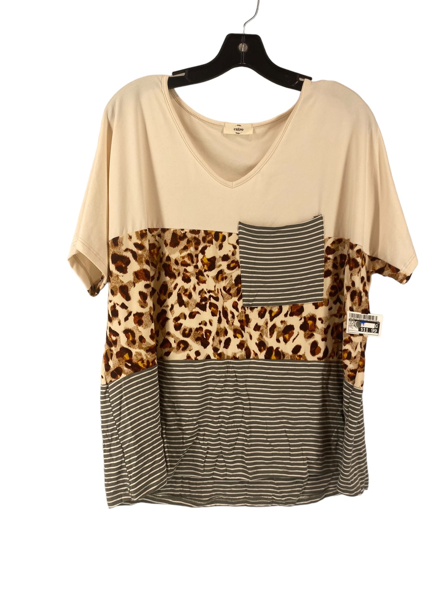 Animal Print Top Short Sleeve Entro, Size L