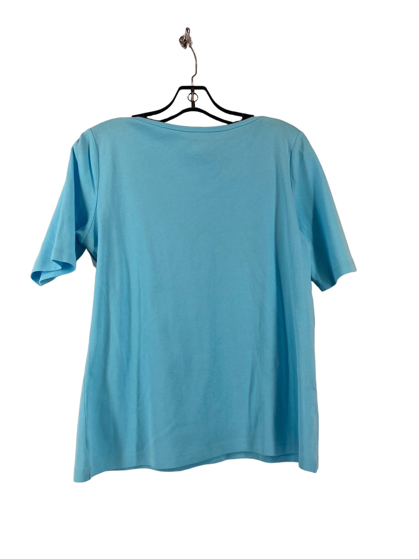 Blue Top Short Sleeve Basic St Johns Bay, Size Petite L