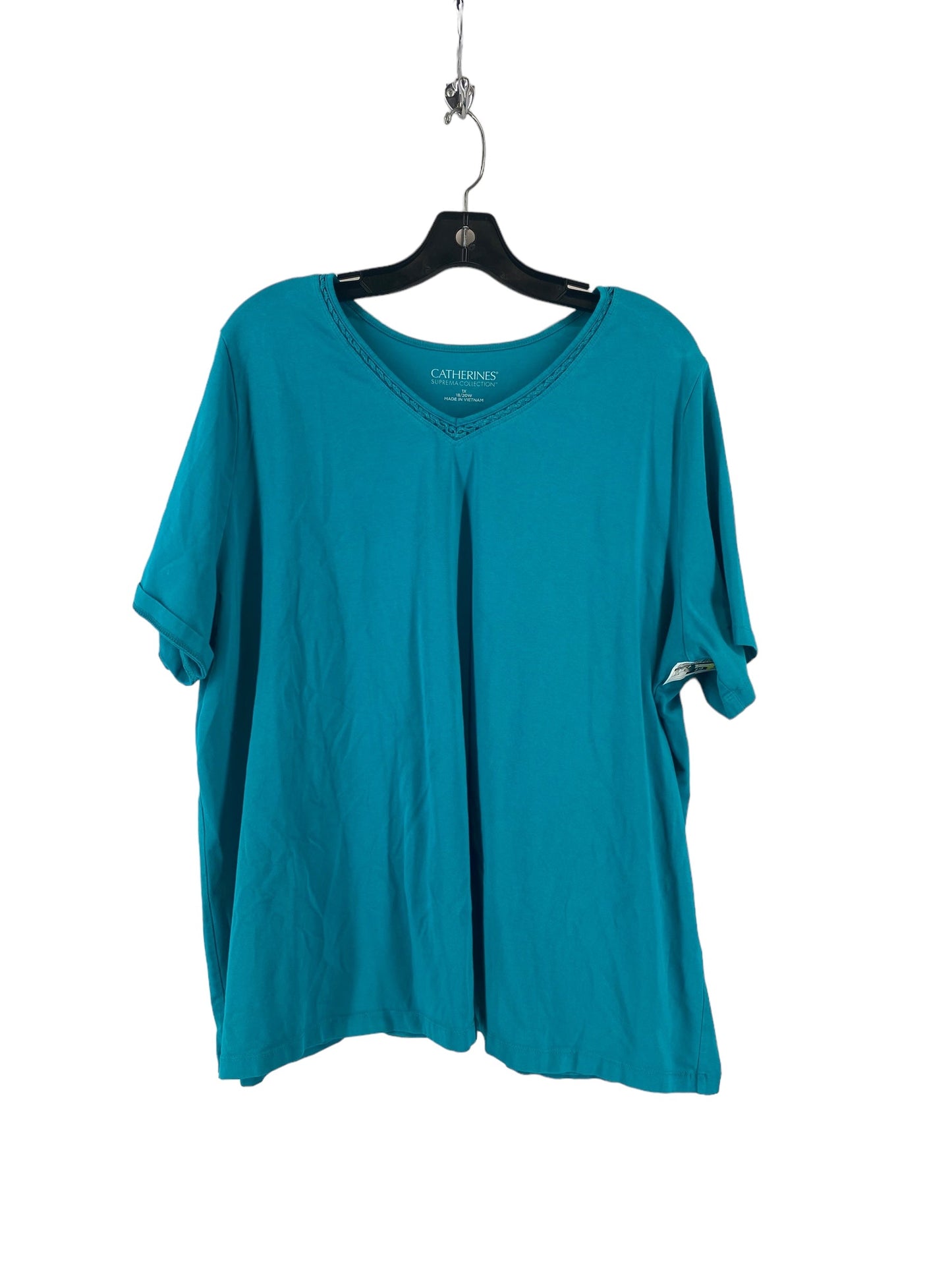 Teal Top Short Sleeve Basic Catherines, Size 1x