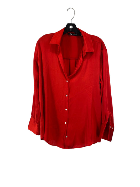 Blouse Long Sleeve By Zara In Red, Size: M