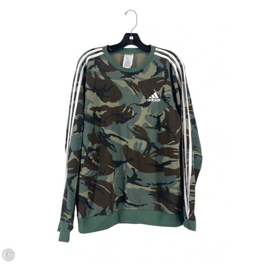 Athletic Sweatshirt Crewneck By Adidas In Camouflage Print, Size: M