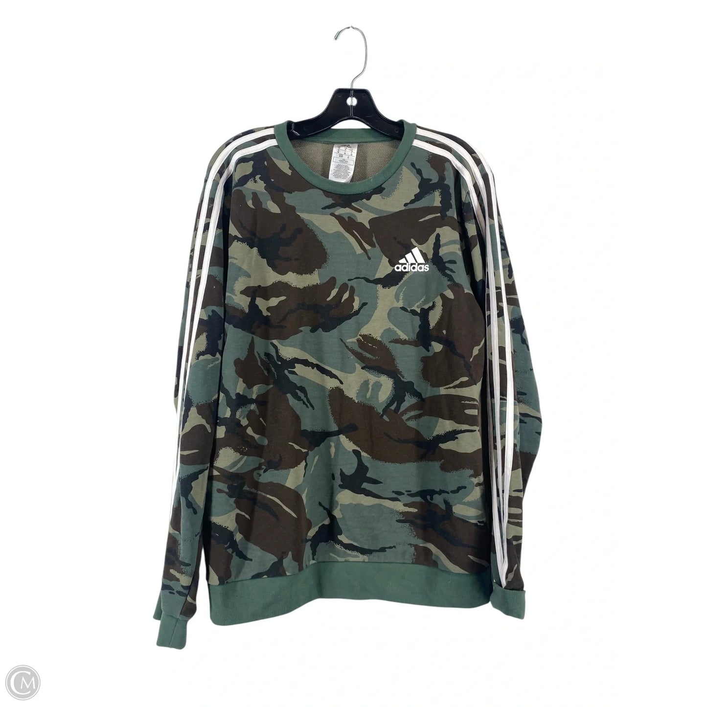Athletic Sweatshirt Crewneck By Adidas In Camouflage Print, Size: M