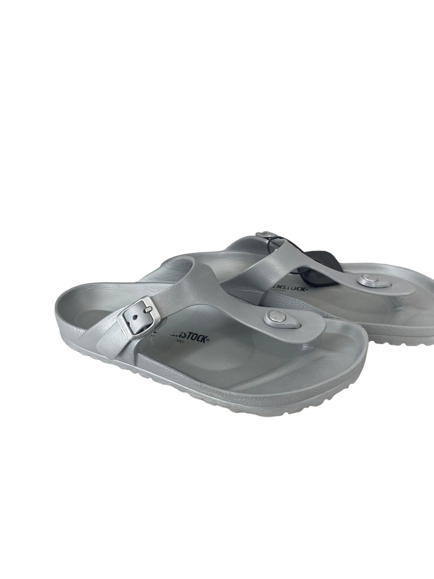 Silver Sandals Flats Birkenstock, Size 10