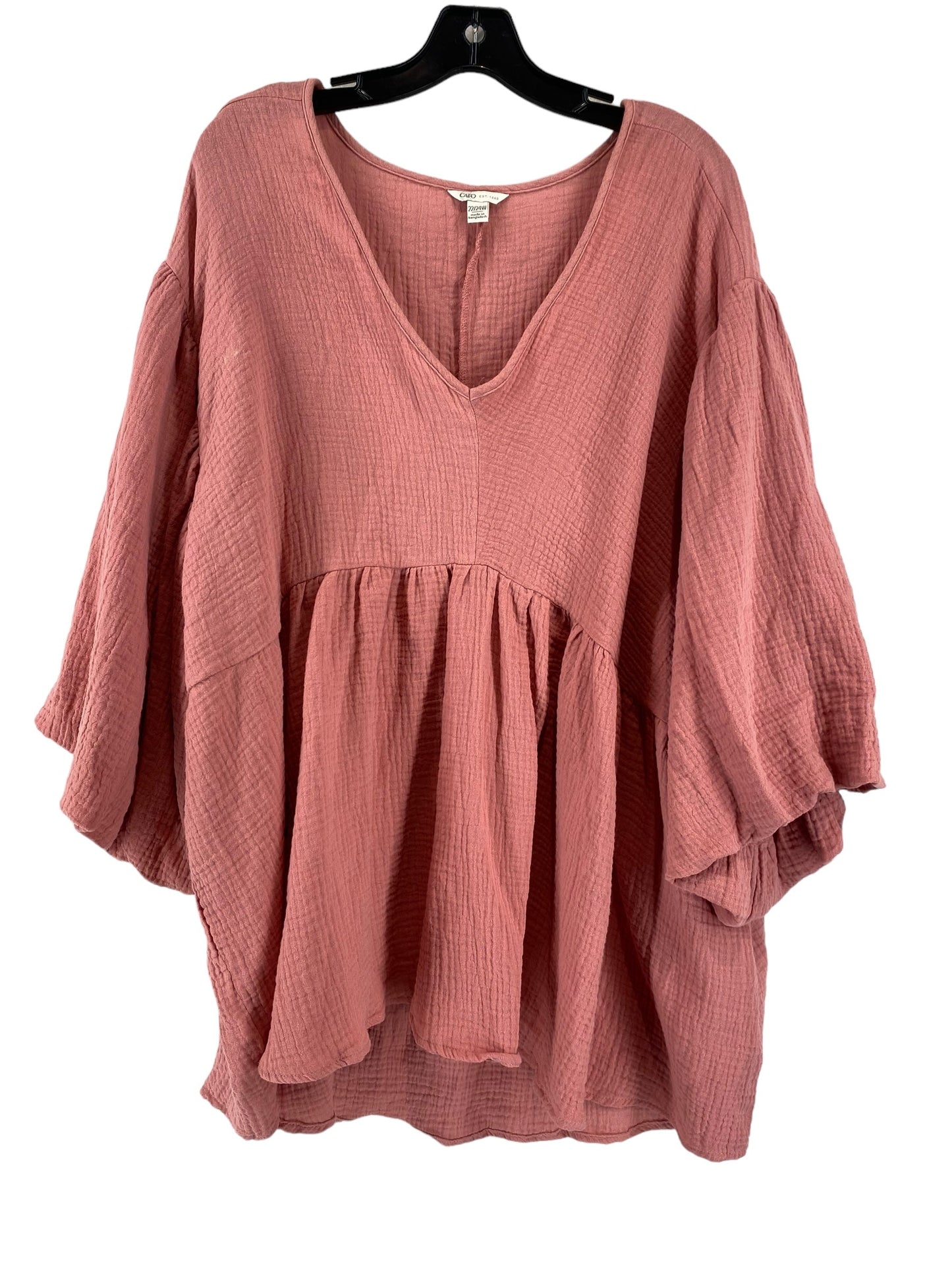 Pink Top 3/4 Sleeve Cato, Size 22