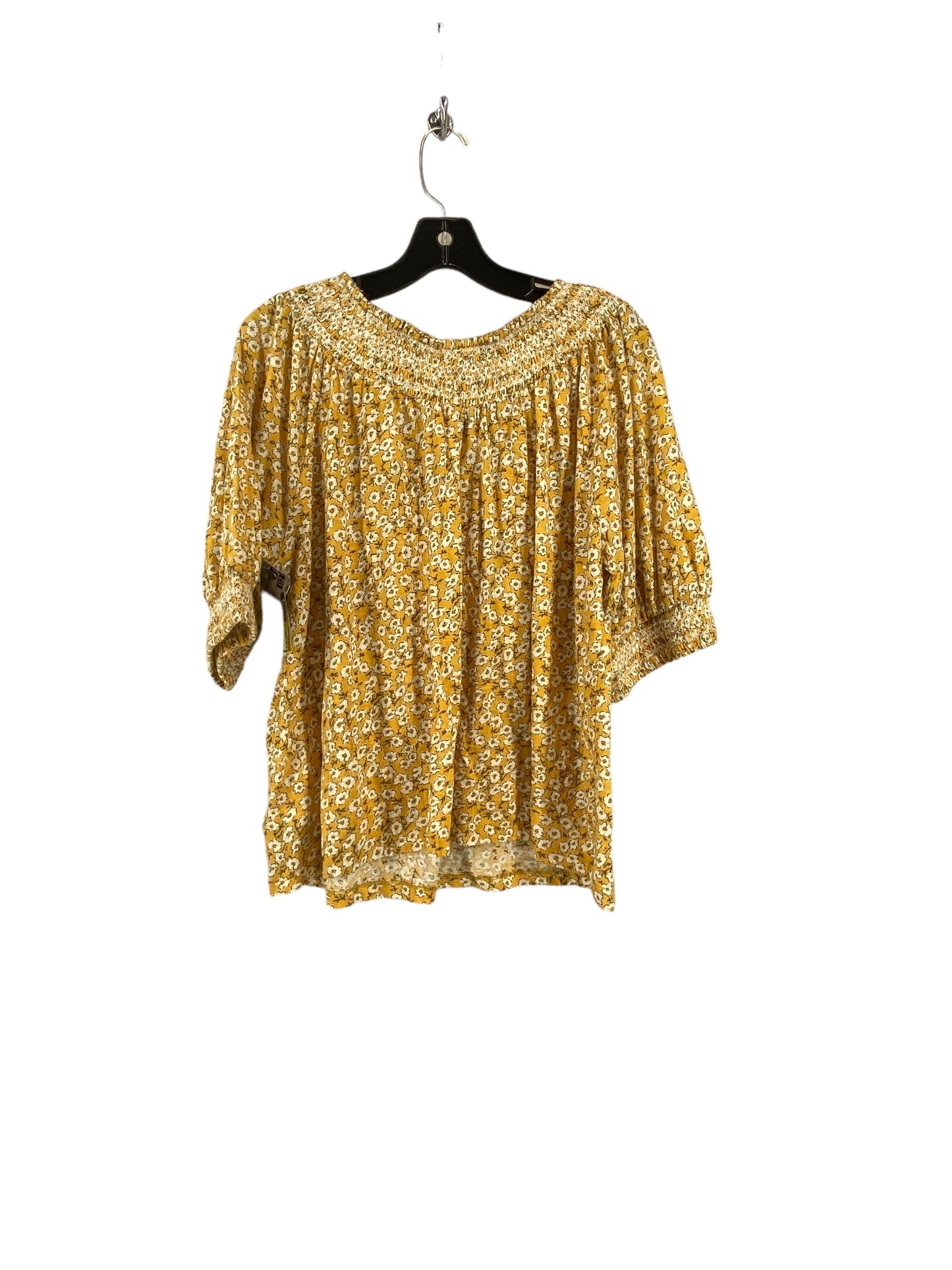 Yellow Top 3/4 Sleeve Lucky Brand, Size S