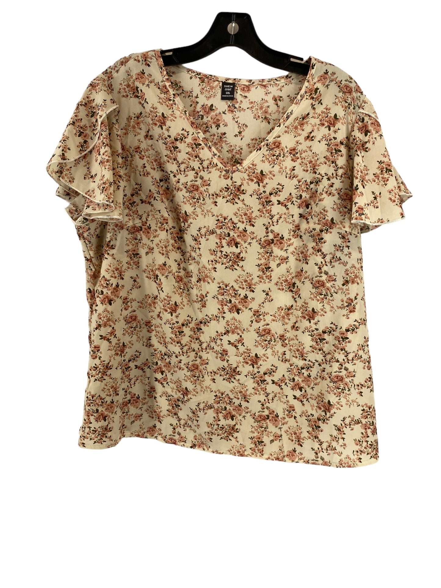 Top Short Sleeve By Shein In Tan, Size: 1x