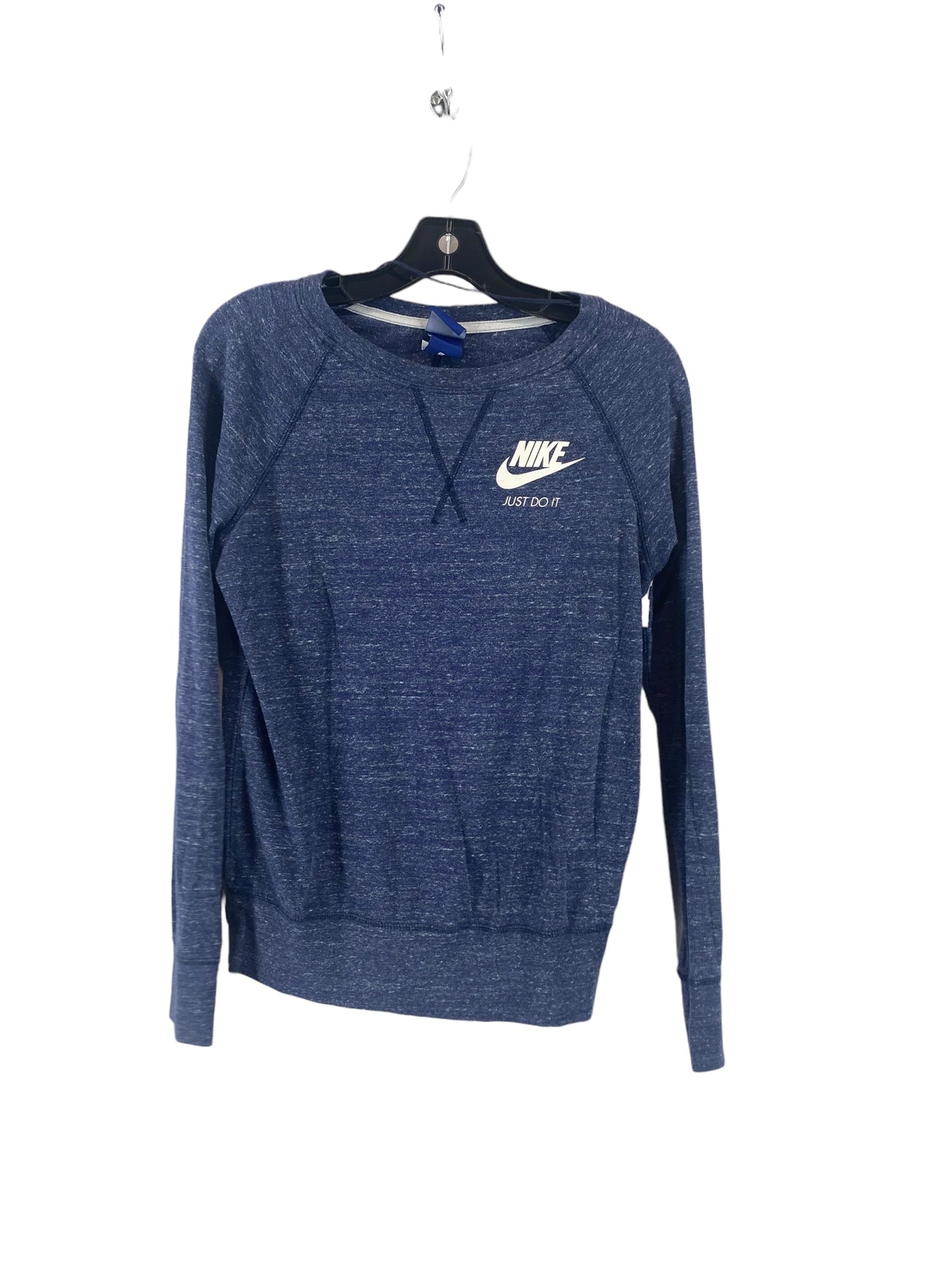 Athletic Top Long Sleeve Collar By Nike In Blue, Size: S