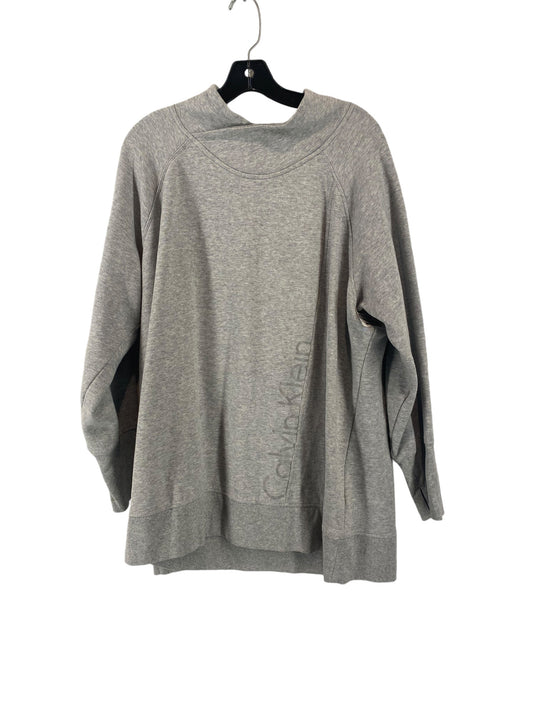 Athletic Top Long Sleeve Crewneck By Calvin Klein Performance In Grey, Size: 3x