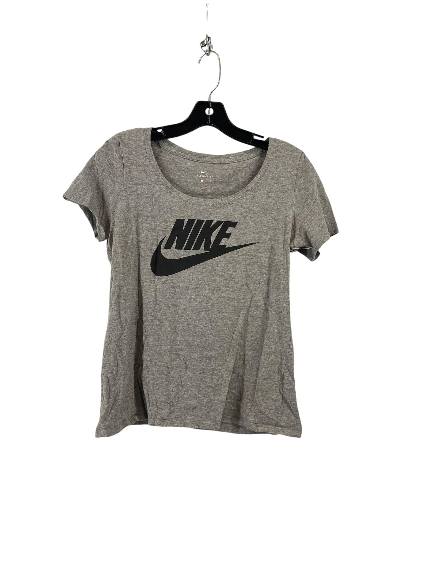 Athletic Top Short Sleeve By Nike In Grey, Size: S