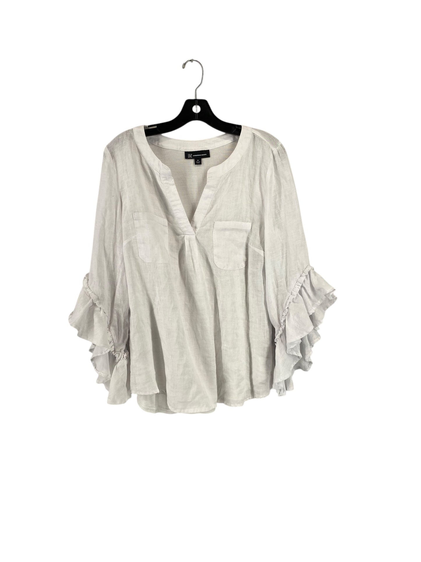 Top Long Sleeve By Inc In White, Size: M