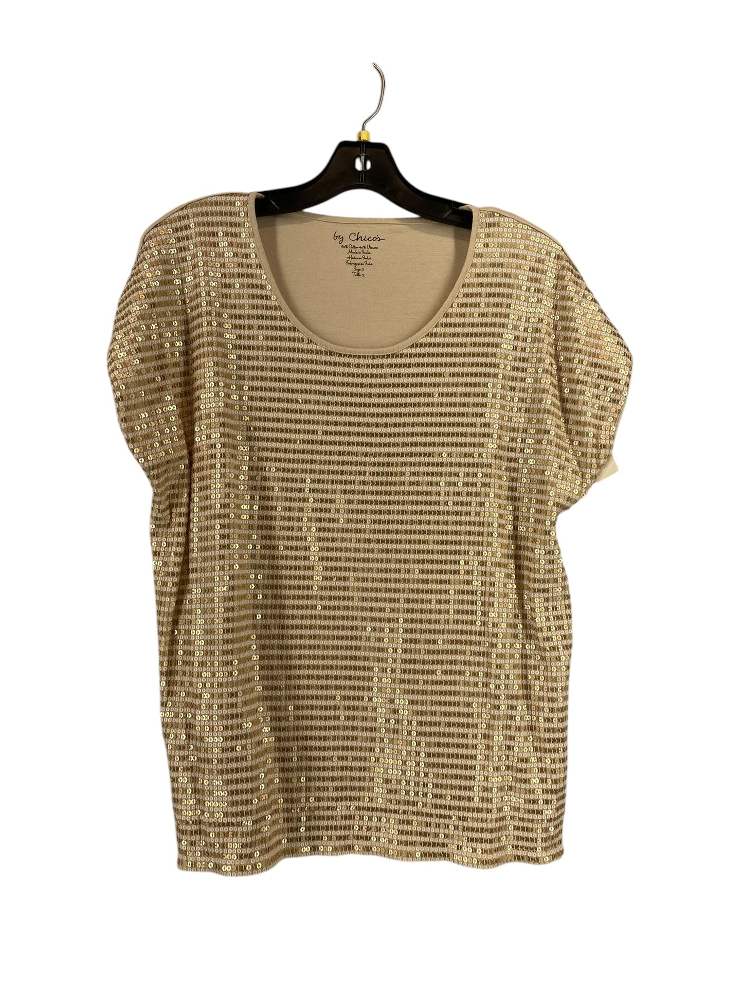 Top Short Sleeve By Chicos In Gold, Size: 2