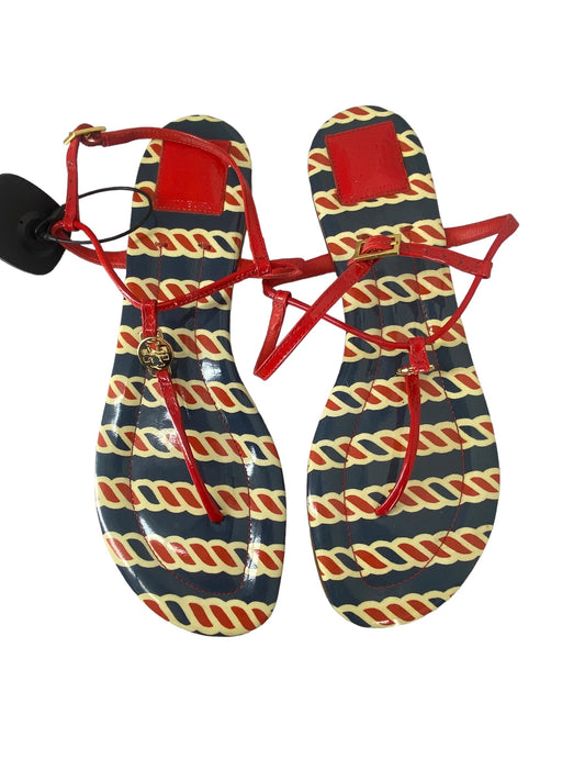 Red Sandals Flats Tory Burch, Size 10.5