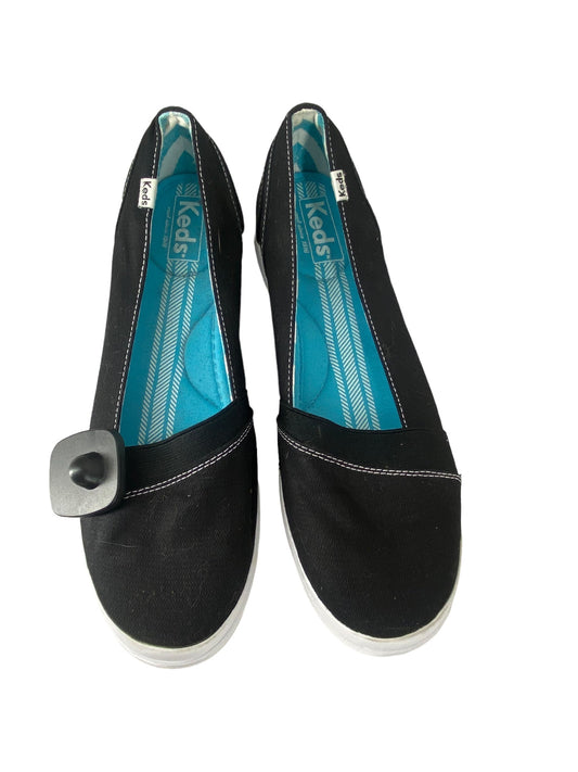 Black Shoes Flats Keds, Size 10