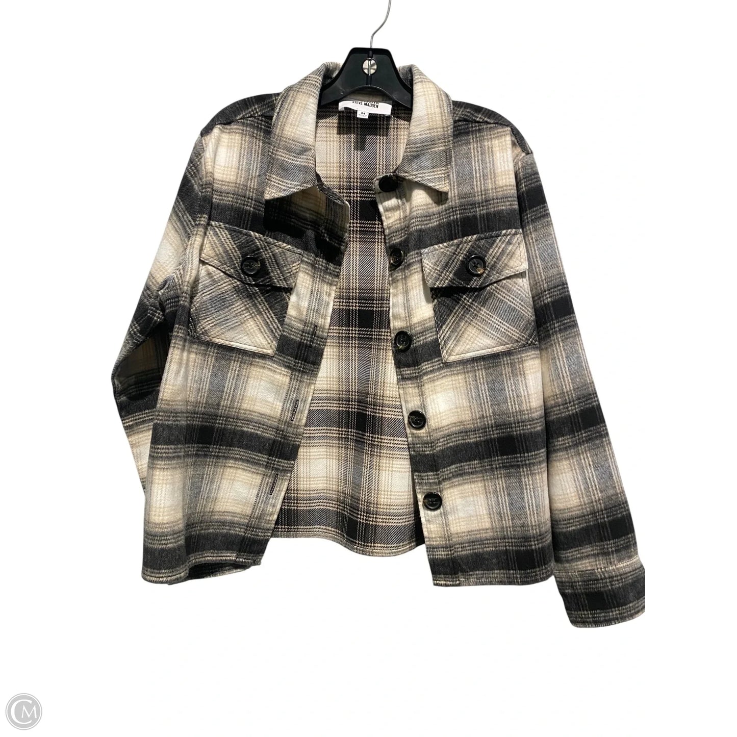 Jacket Shirt By Steve Madden In Plaid Pattern, Size: M