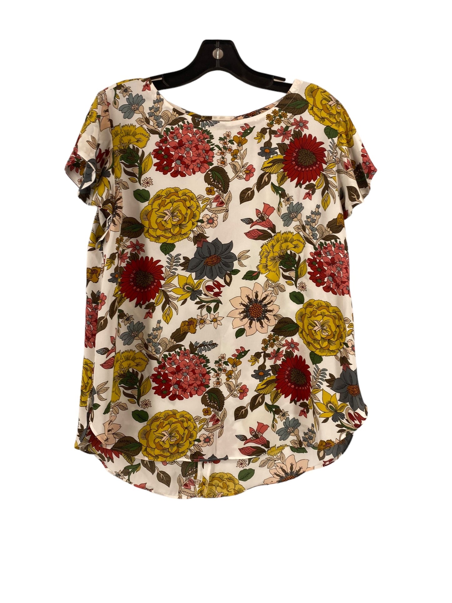 Floral Print Top Short Sleeve Loft, Size M