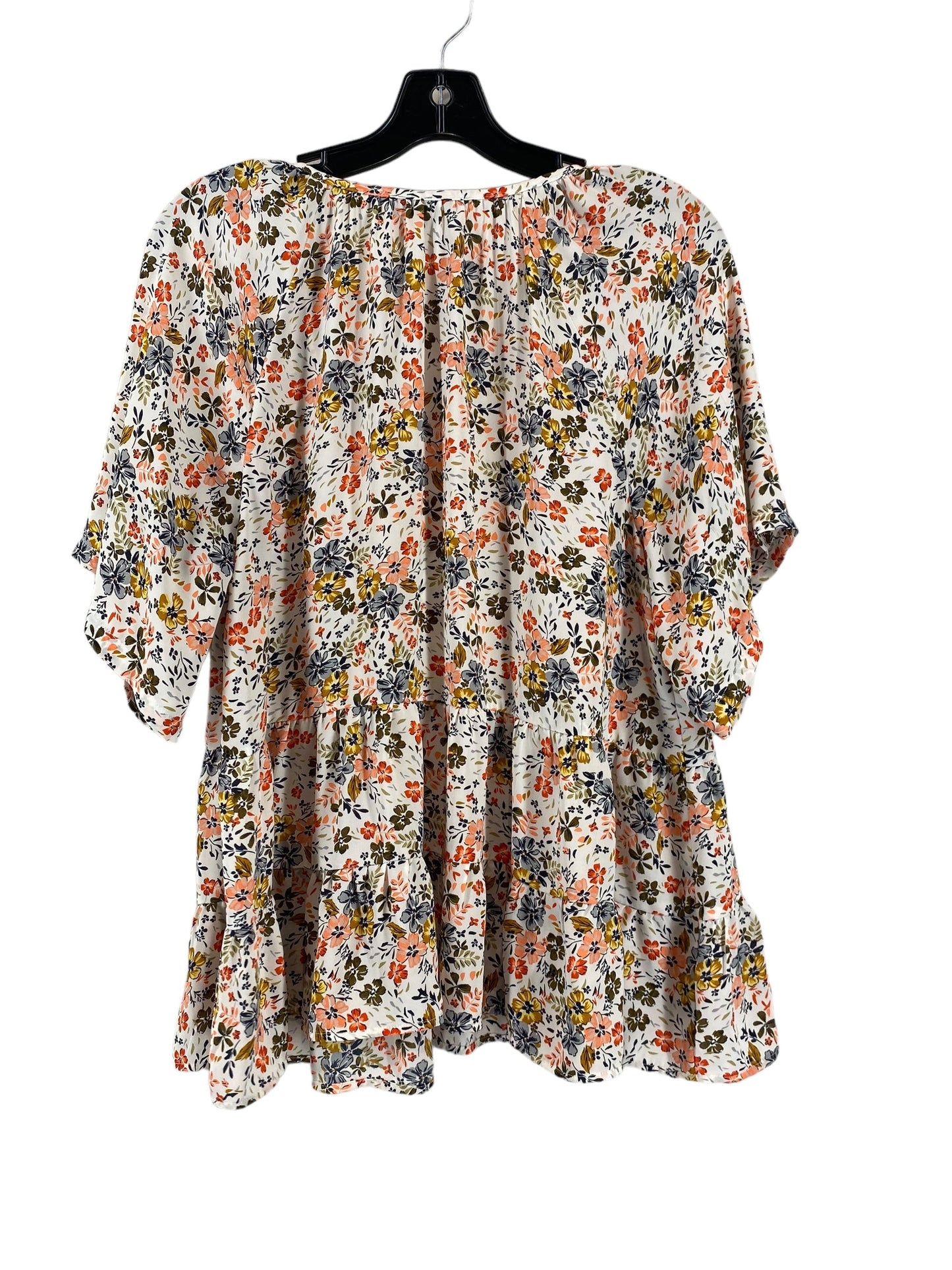 Floral Print Top Short Sleeve Loft, Size M