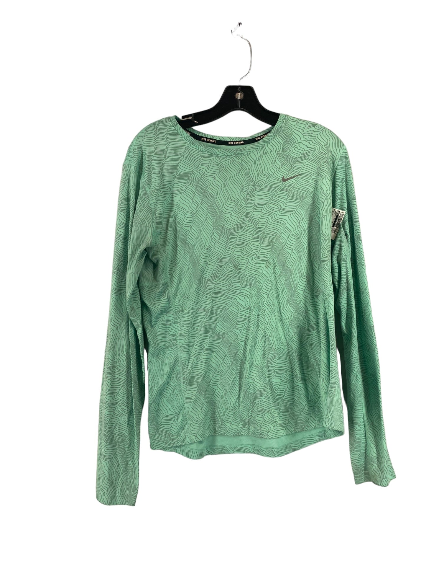 Green Athletic Top Long Sleeve Crewneck Nike, Size L