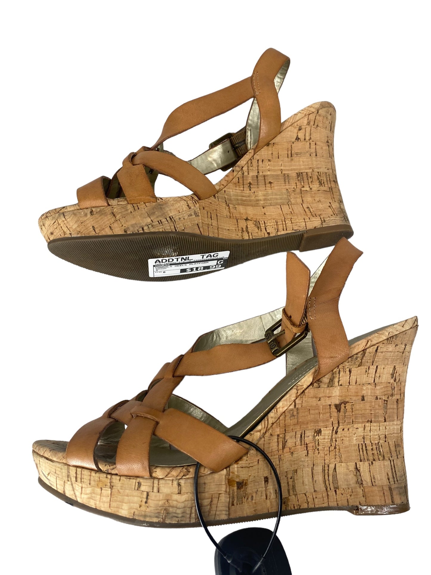 Brown Sandals Heels Platform Guess, Size 8