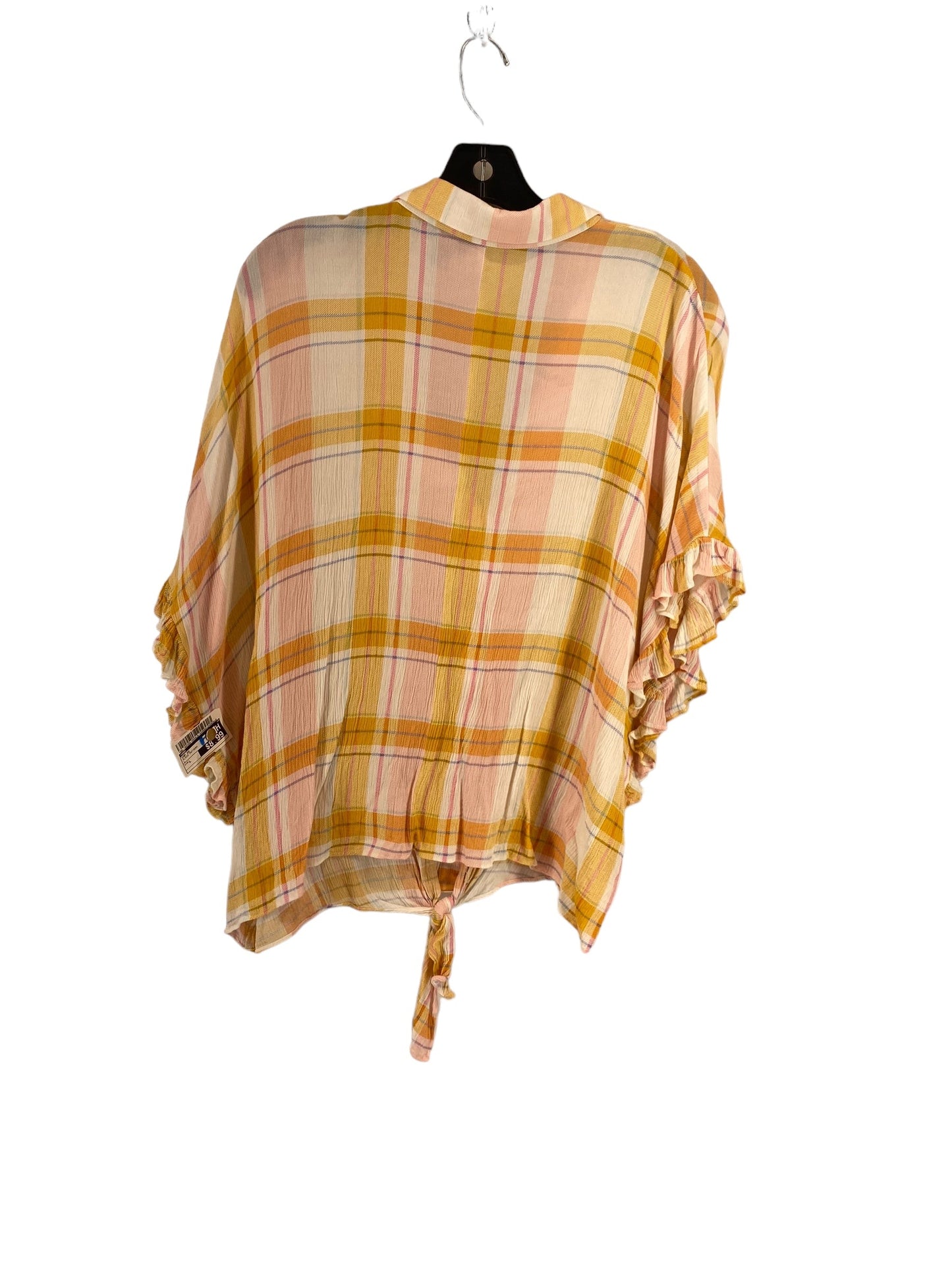 Top Short Sleeve By Ana In Plaid Pattern, Size: L