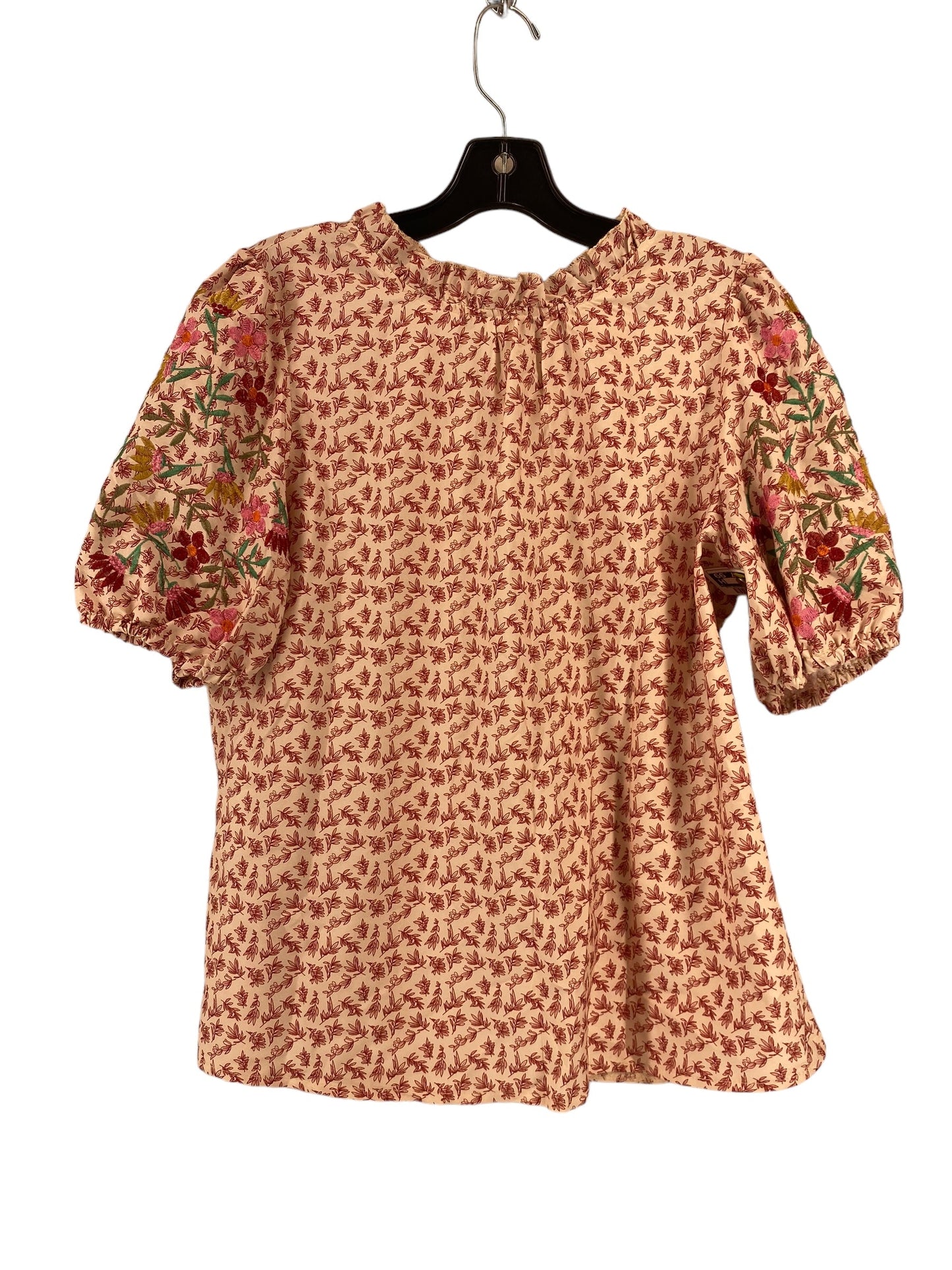 Top Short Sleeve By Shein In Red & Tan, Size: L