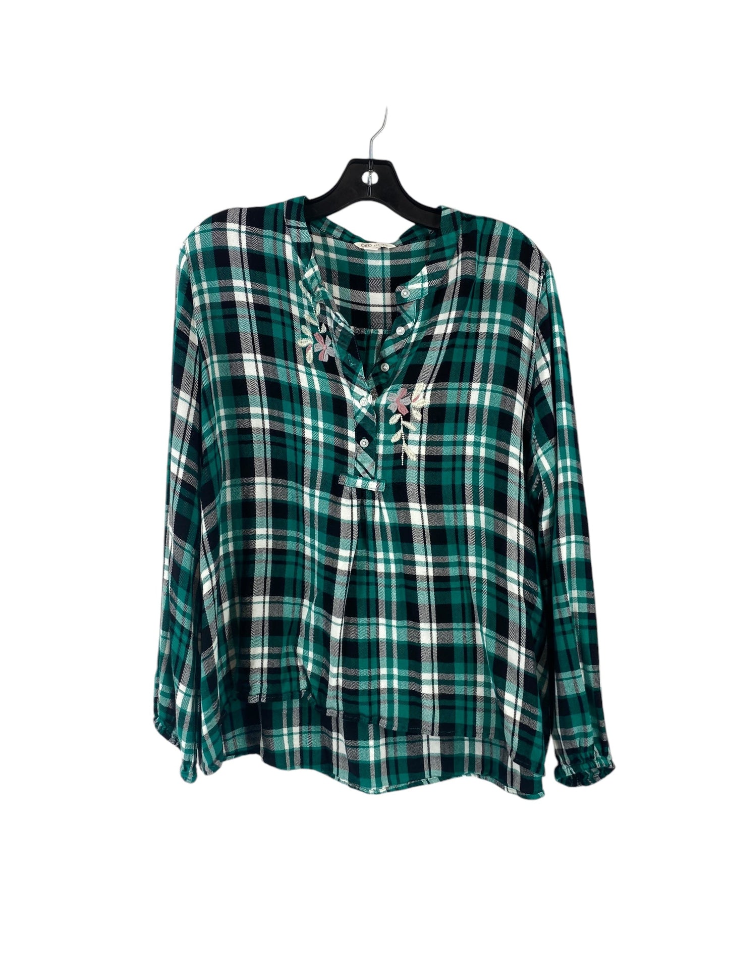 Top Long Sleeve By Cato In Plaid Pattern, Size: Xl