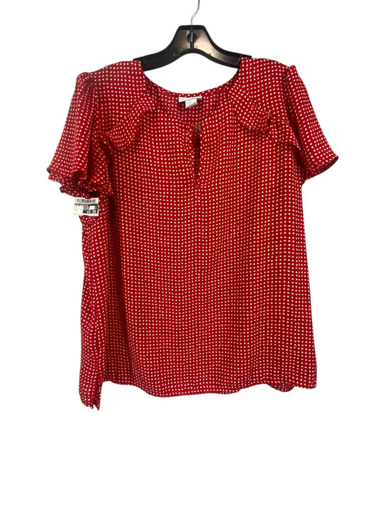 Top Short Sleeve By Liz Claiborne In Red, Size: L