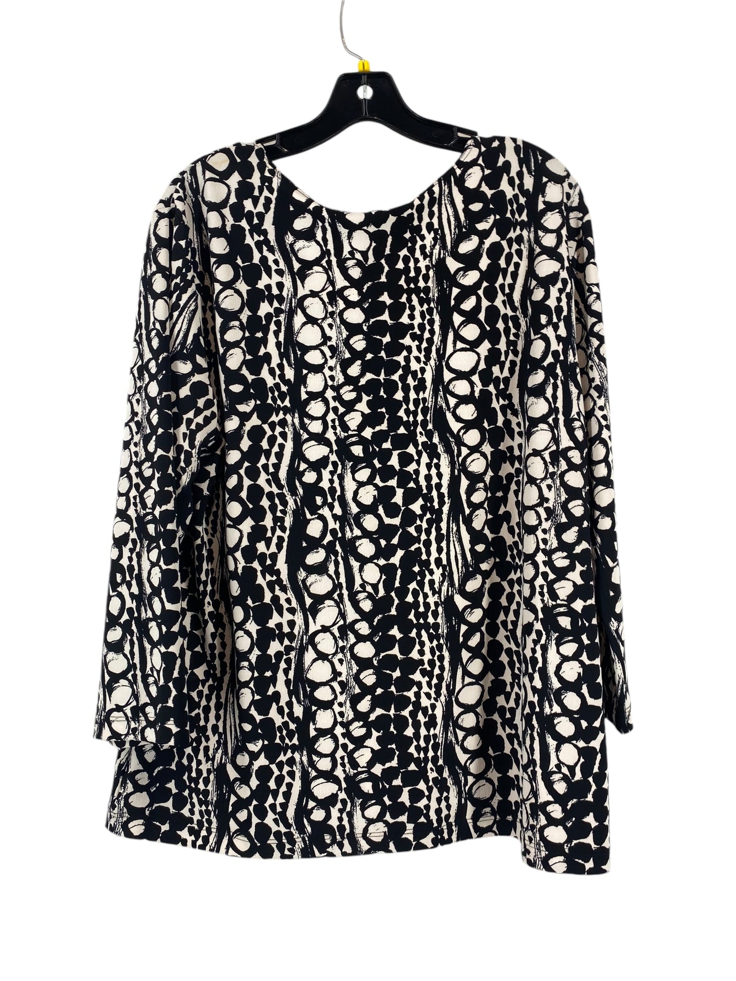 Top Long Sleeve By Chicos In Black & Cream, Size: L