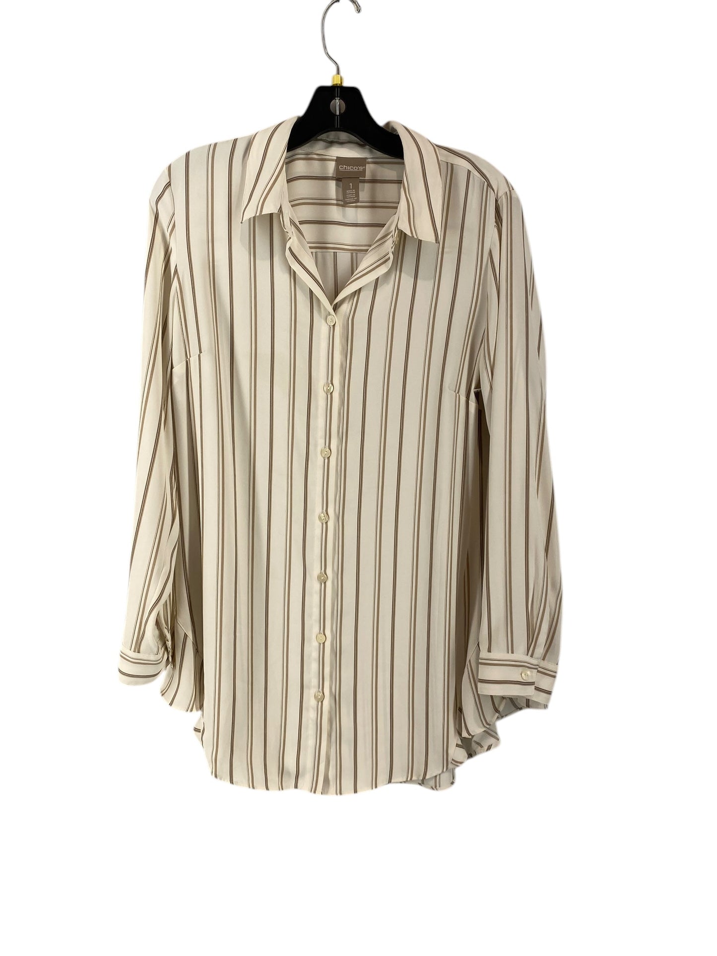 Top Long Sleeve By Chicos In Striped Pattern, Size: S