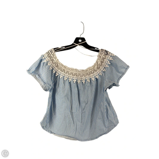 Top Short Sleeve By Ambiance Apparel In Blue & White, Size: M