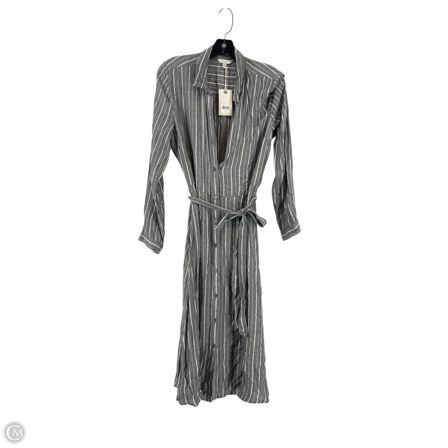 Dress Casual Maxi By Lucky Brand In Grey & White, Size: M