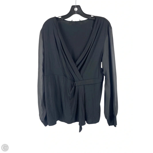 Blouse Long Sleeve By Cable And Gauge In Black, Size: Xl
