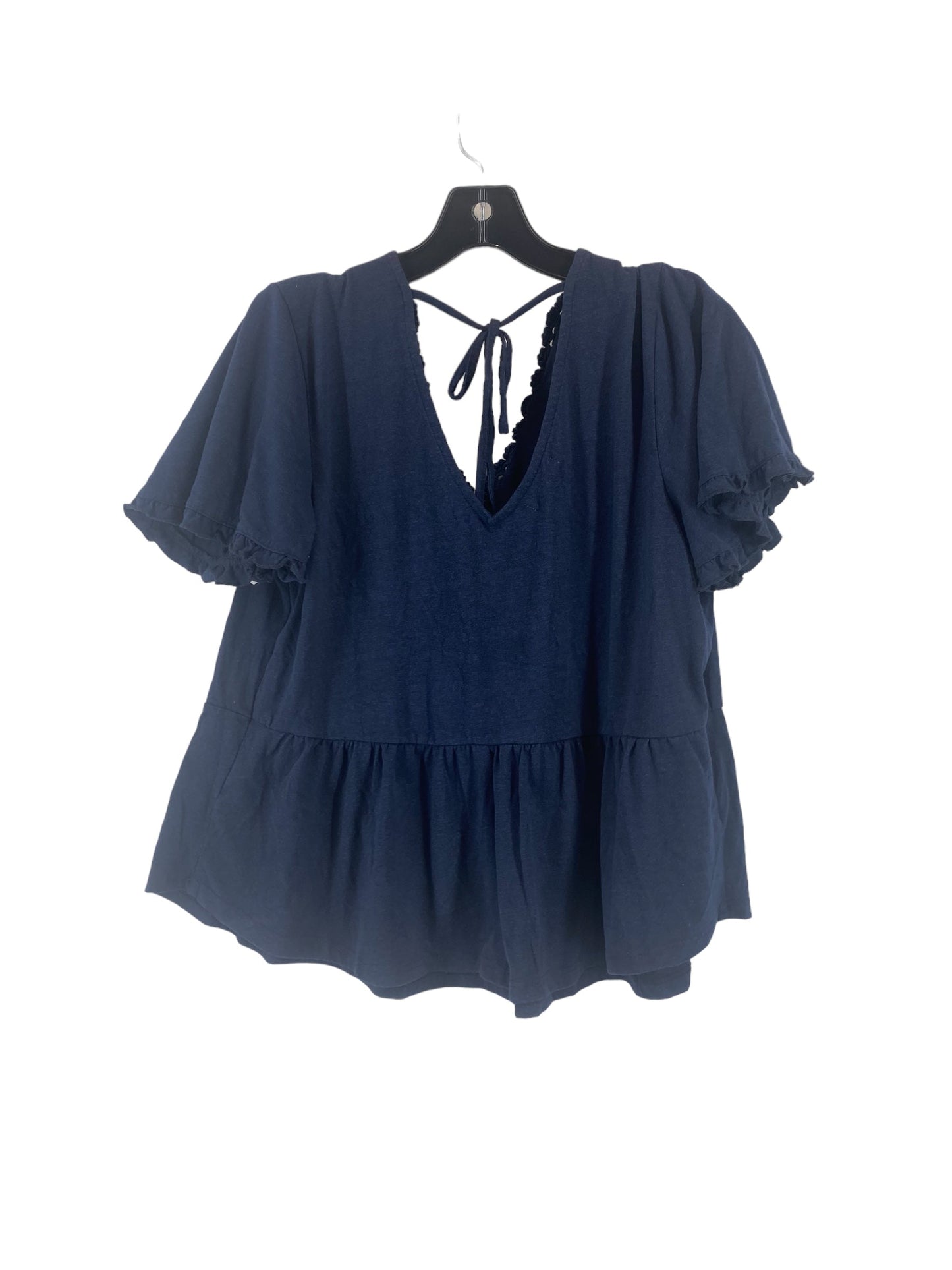 Blouse Short Sleeve By Maurices In Navy, Size: L