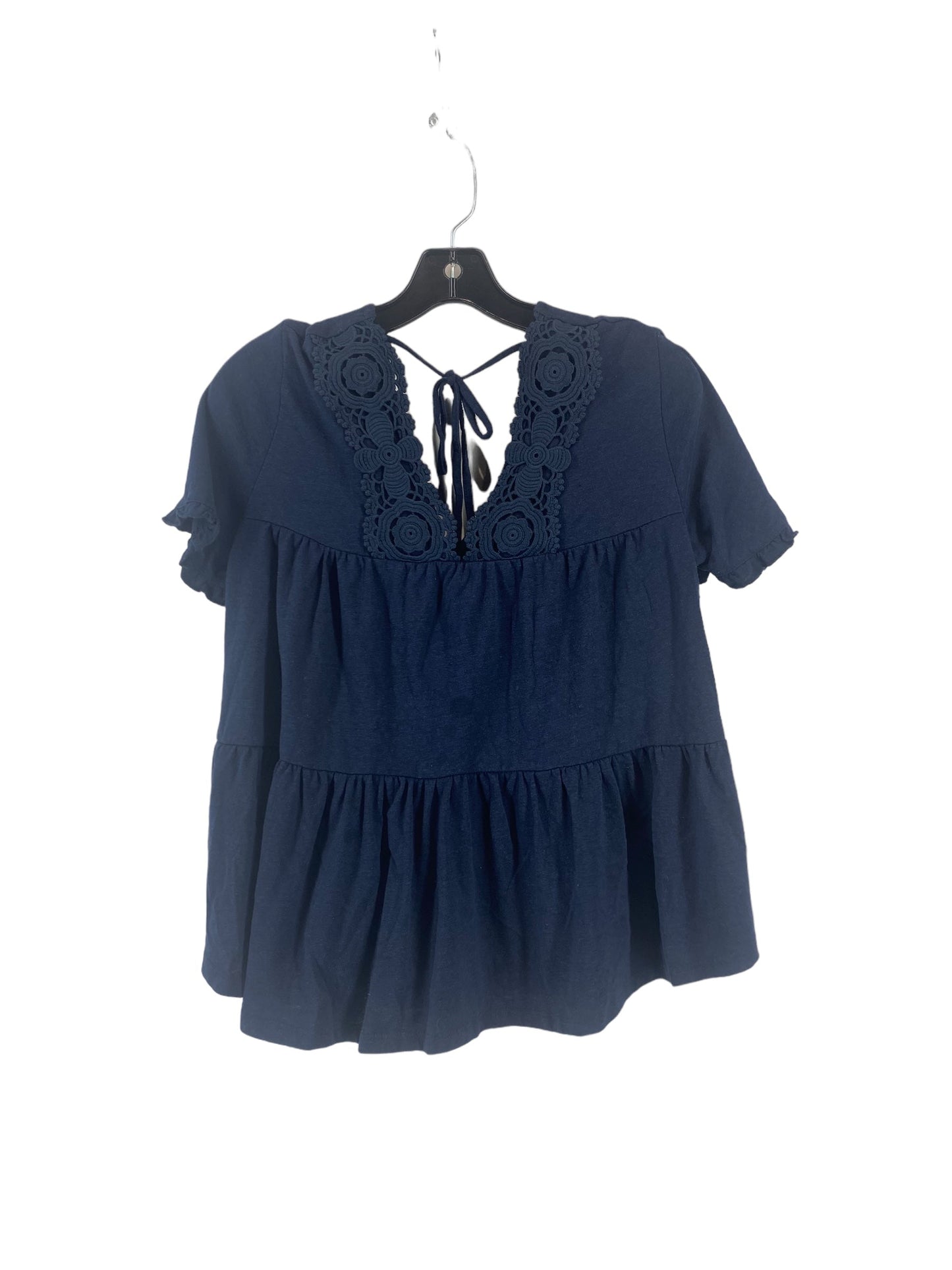 Blouse Short Sleeve By Maurices In Navy, Size: L