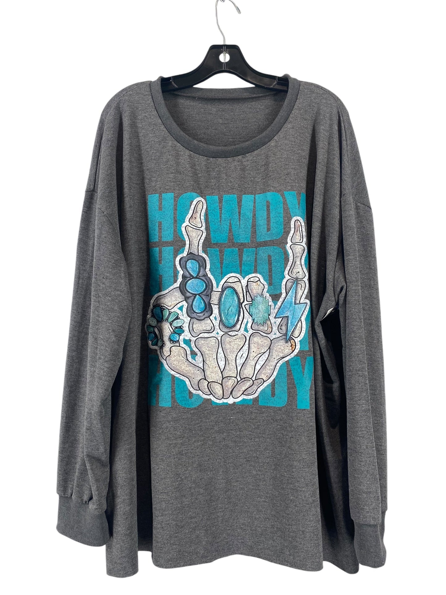 Top Long Sleeve By Shein In Grey