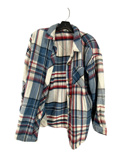 Jacket Shirt By Maurices In Blue & Red & White, Size: S