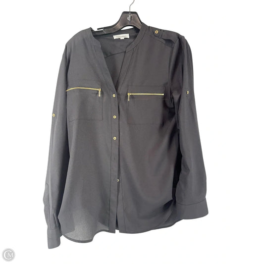 Top Long Sleeve By Calvin Klein In Black, Size: M