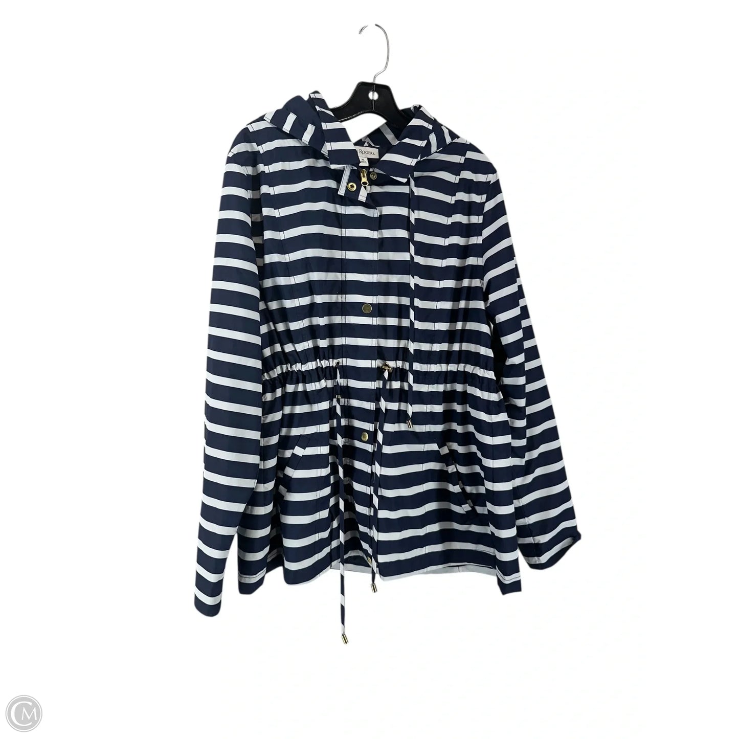 Coat Raincoat By Kim Rogers In Striped Pattern, Size: Xl