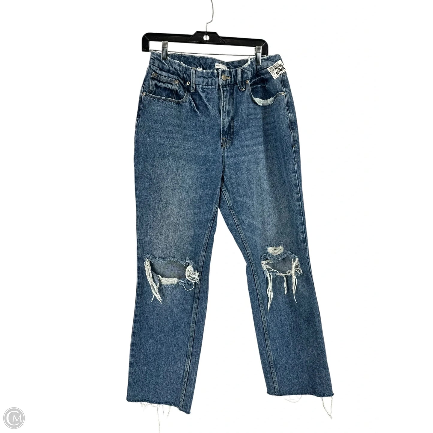 Jeans Straight By Good American In Blue Denim, Size: 12