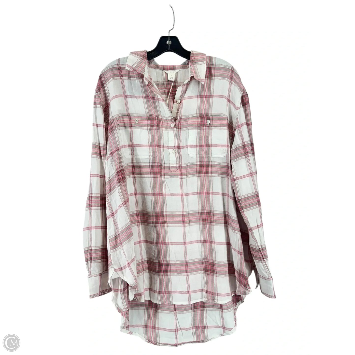 Top Long Sleeve By Caslon In Plaid Pattern, Size: L