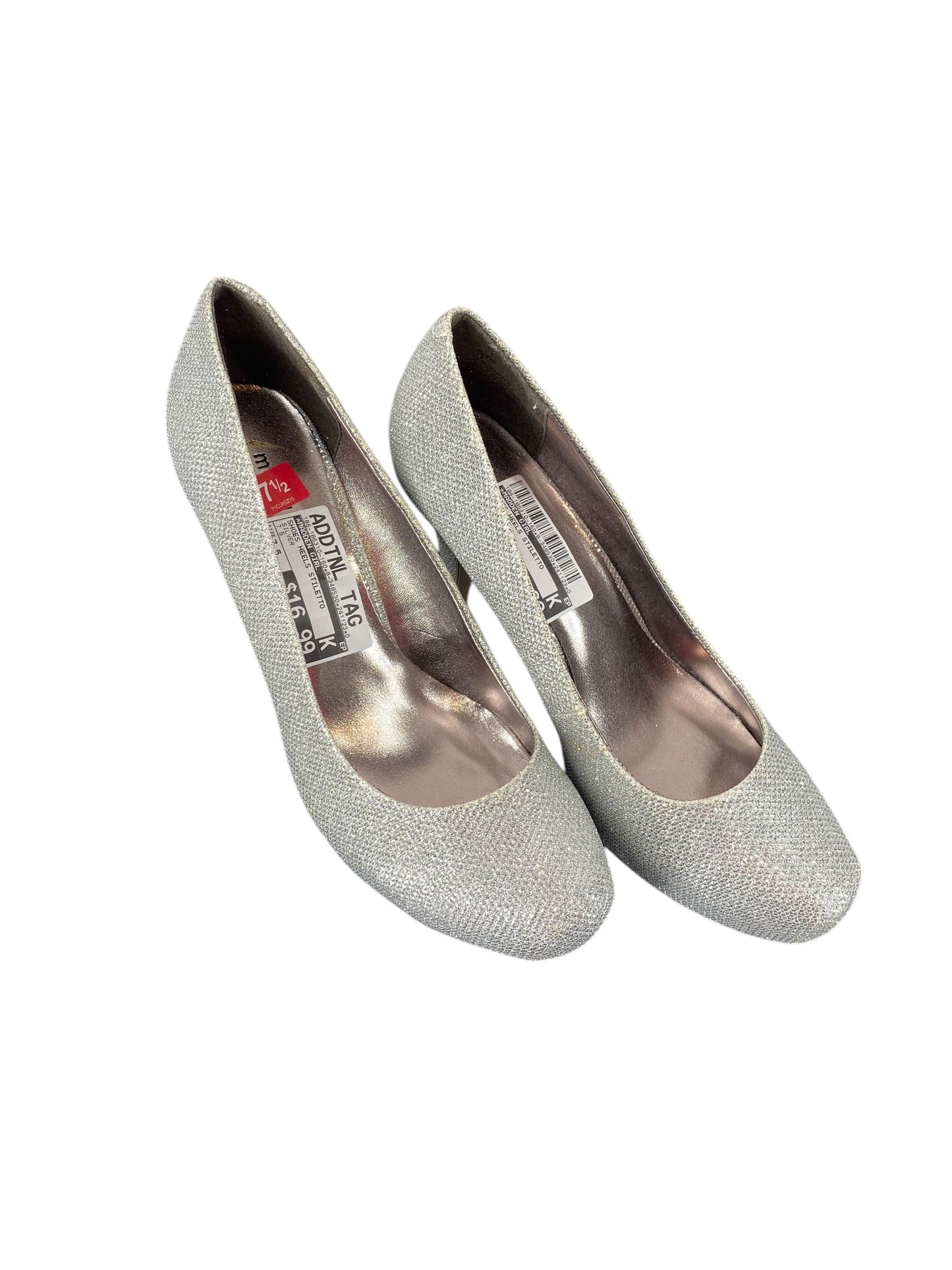 Shoes Heels Stiletto By Madden Girl In Silver, Size: 7.5