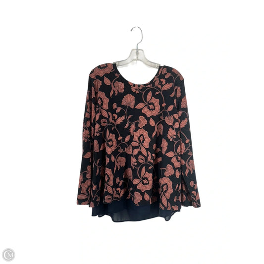 Top Long Sleeve By Bobeau In Floral Print, Size: Xl