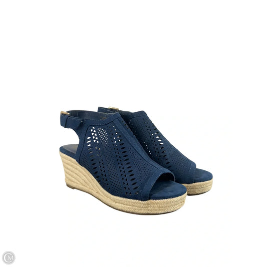Shoes Heels Wedge By Liz Claiborne In Blue, Size: 8