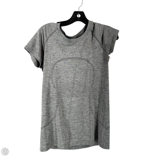 Athletic Top Short Sleeve By Lululemon In Grey, Size: 6